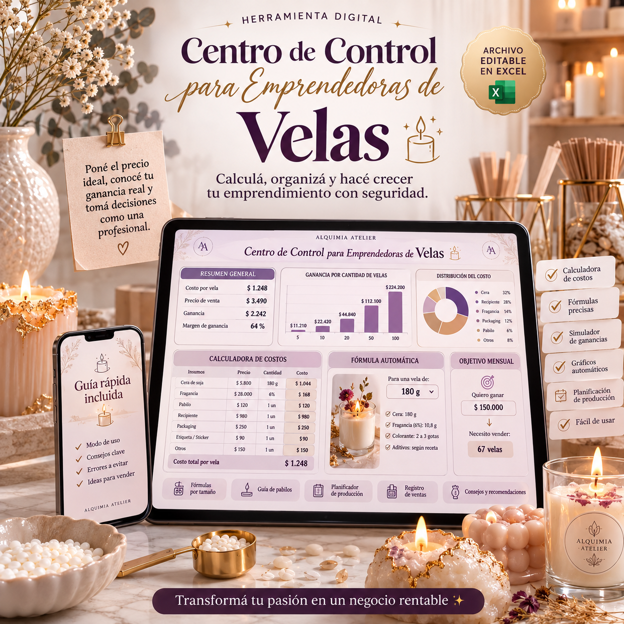 🕯️ Centro de Control para Emprendedoras de Velas